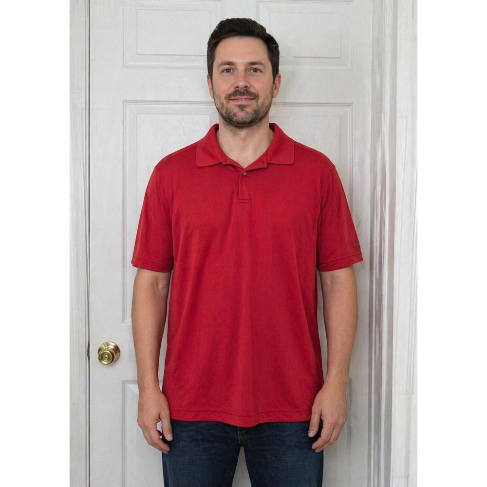 IZOD Pro Series Polo Shirt Lg Short Sleeve Red Coolfx Golf Preppy Activewear